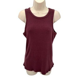 Maurices Womens Ribbed Burgundy  Cotton Blend Sleeveless Tank Top XL